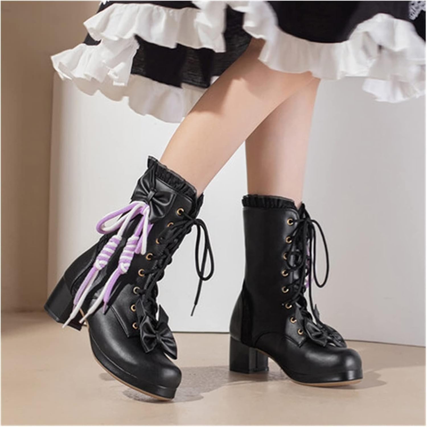 Bottines Lolita roses confortables pour ne plus avoir froid aux pieds en convention de cosplay