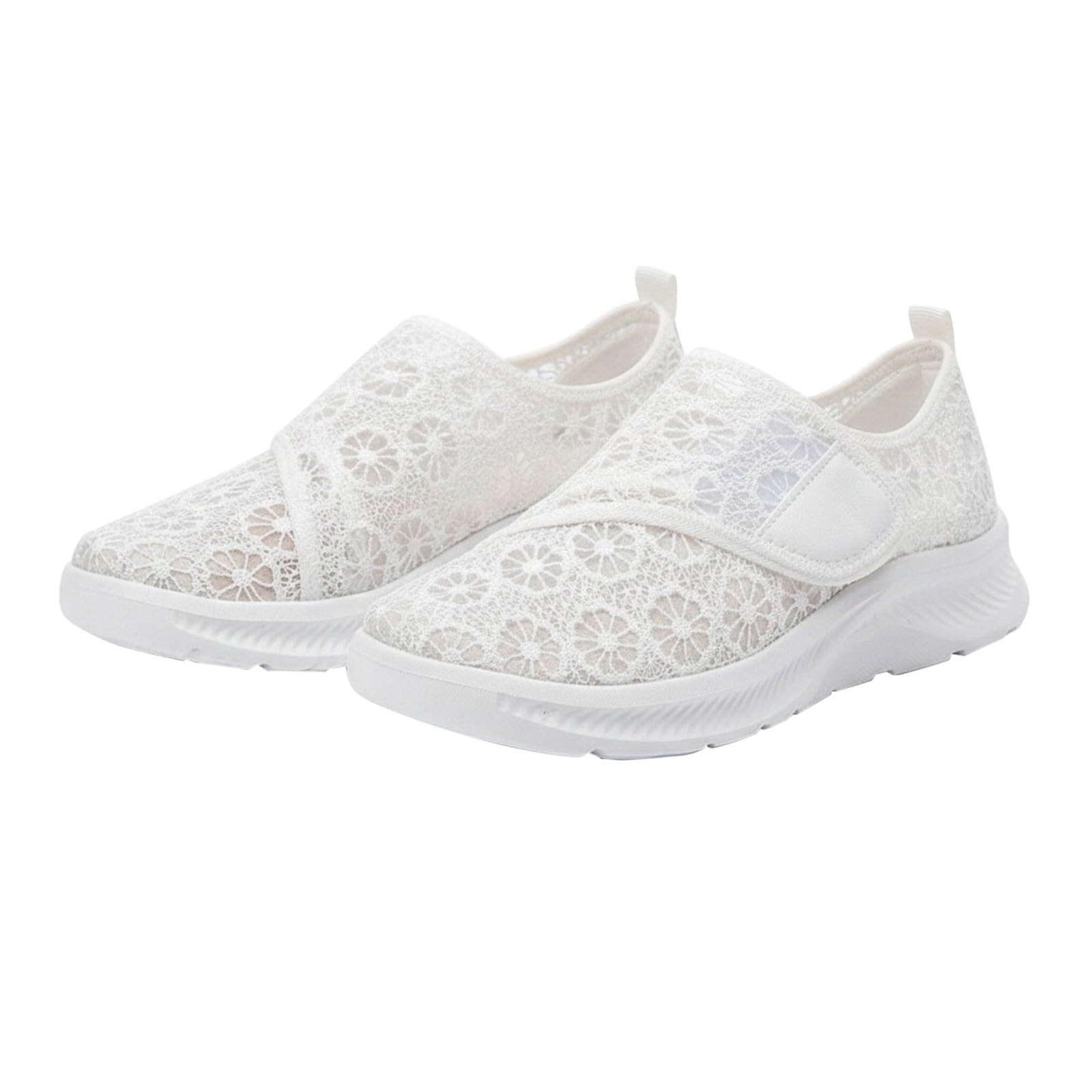Zapatillas elegantes de encaje floral para mujer, transpirables, con correa de para vacaciones de verano y salidas casuales