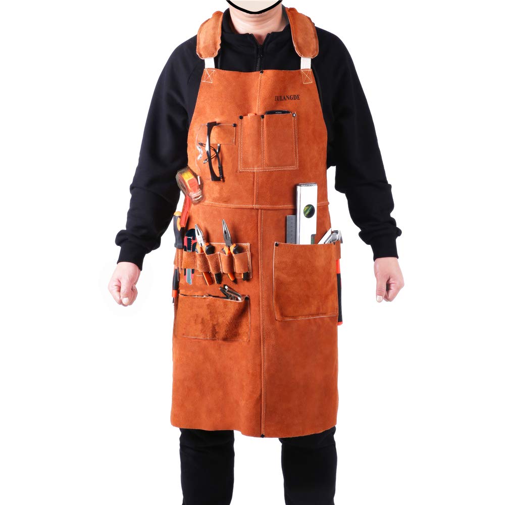 EULANGDE Splot Heat Resistant Leather Tool Work Apron EULANGDE Splot Heat Resistant Leather Tool Work Apron