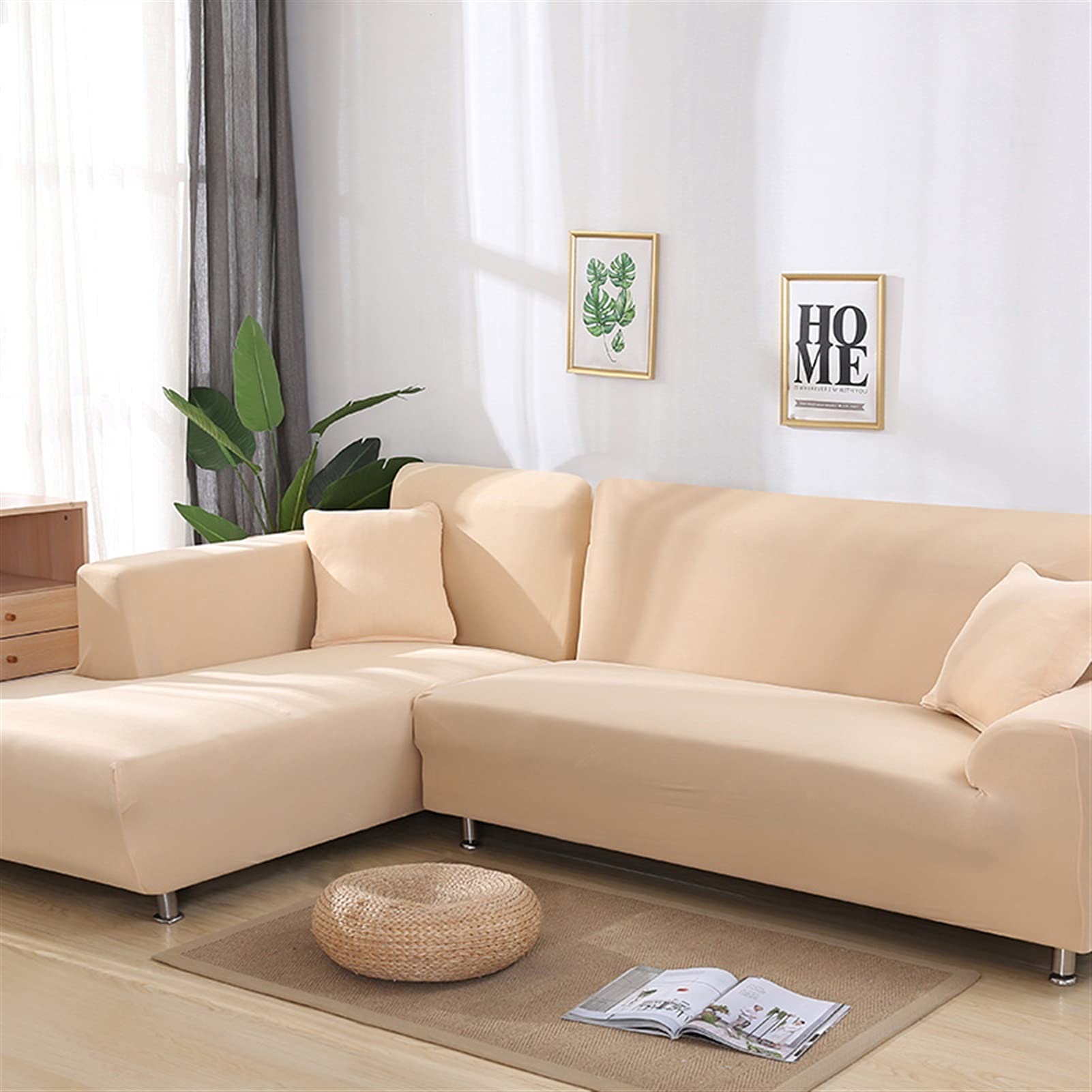 Funda elástica de sofá spandex color beige lavable para sillón individual