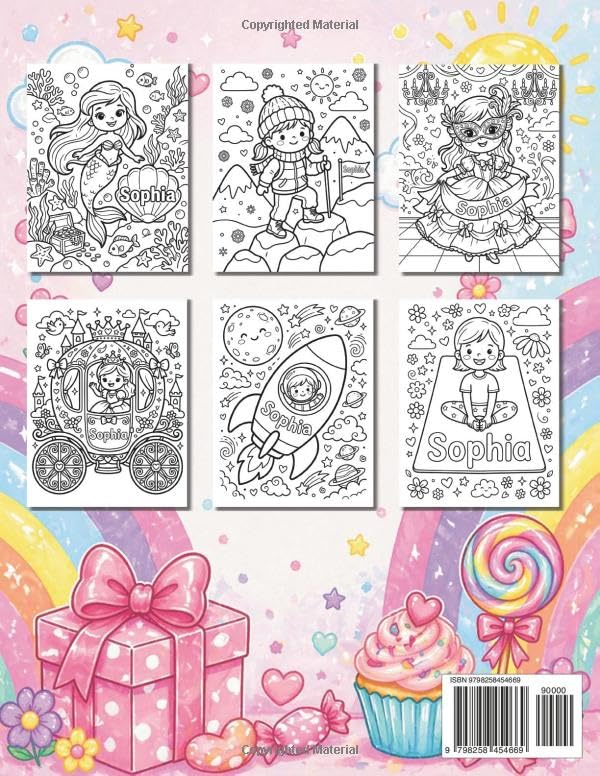 Sophia Coloring Book: Personalized Name Gift for Girls Ages 4-8 with 50+ Enchanting Large Print Designs, Mermaid Castle and Star Activity Book image 3