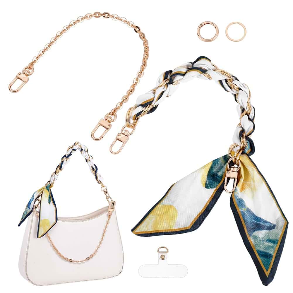 EVERJOYCRAFT Scarf Bow Bag Charms for Purses and Pearl Beaded Bag Charm Chain Purse Accessories for Wallet Keychain Wristlet
