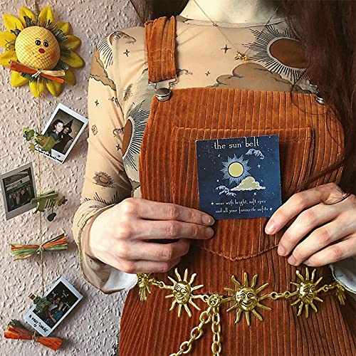 Women Punk Gothic Metal Waist Chain Vintage Sun Moon Waist Belt Silver Jewelry Pendant for Dress Party3