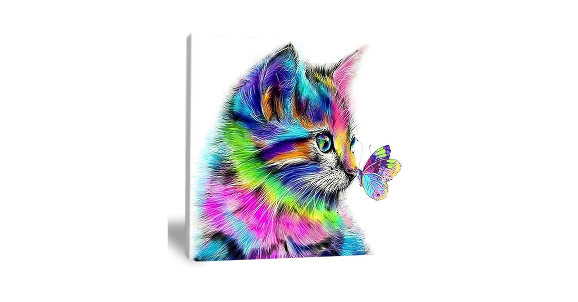 Amazon.co.jp: ZYCH 油絵 動物 猫 プロ 蝶 キャンバス ウォール