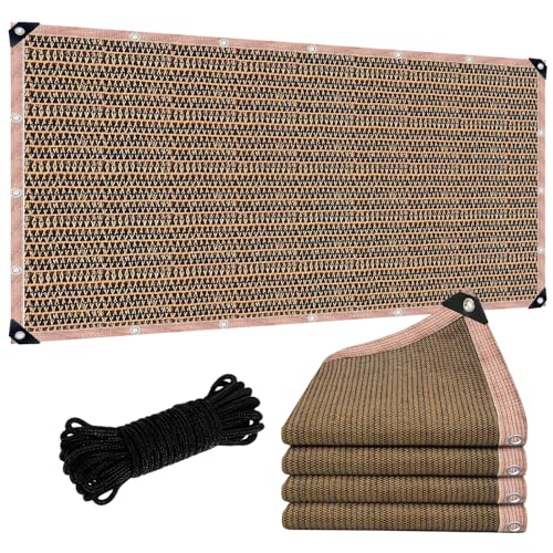 LCYFBE 90% Shade Cloth Sun Shade Fabric Privacy Screen Shade Cover for Patio Garden Pergola Shade Cover Canopy with Gromments, 6 x 8 FT, Mocha