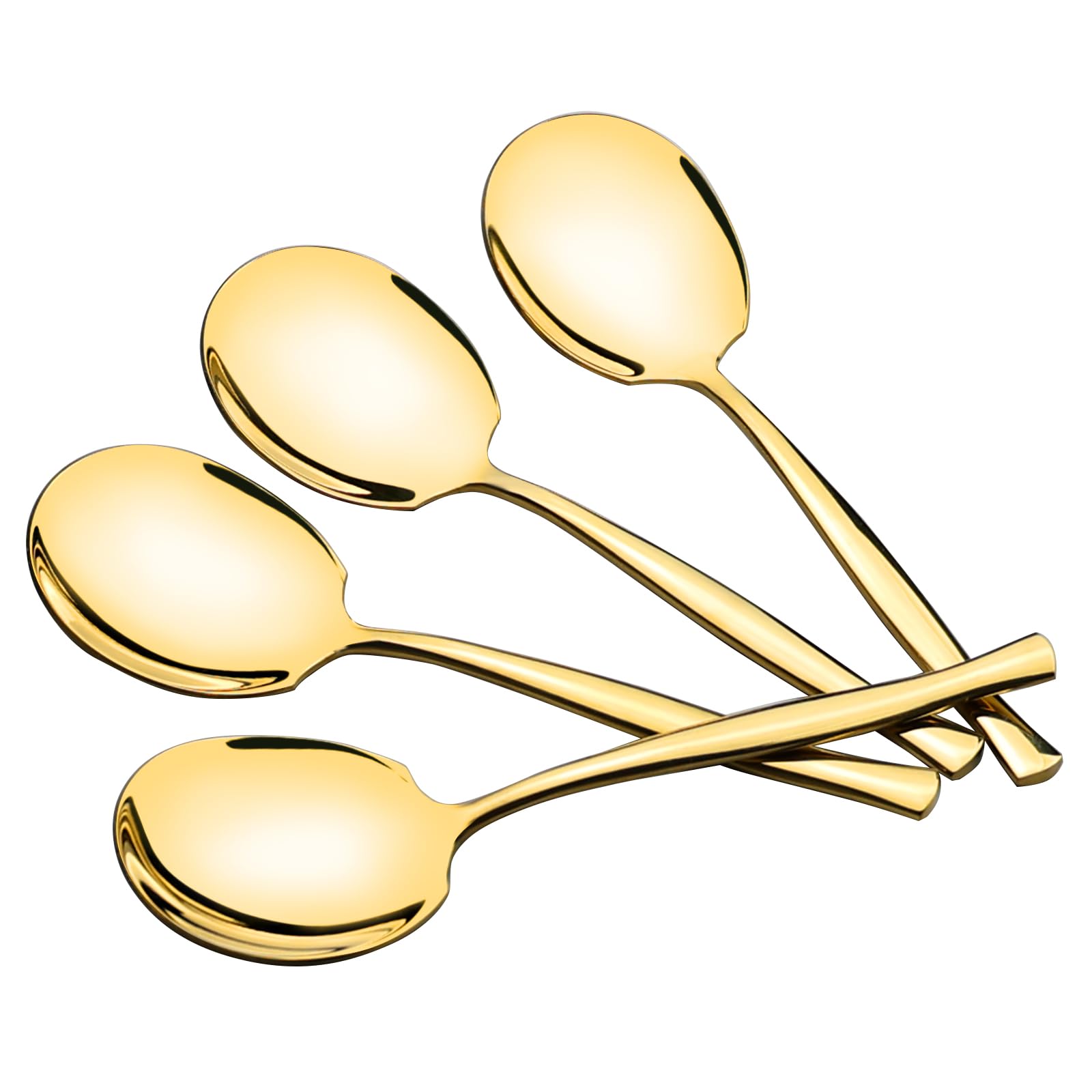Sadstory 8 cucharas de servir de acero inoxidable dorado, cucharas grandes doradas para servir banquetes