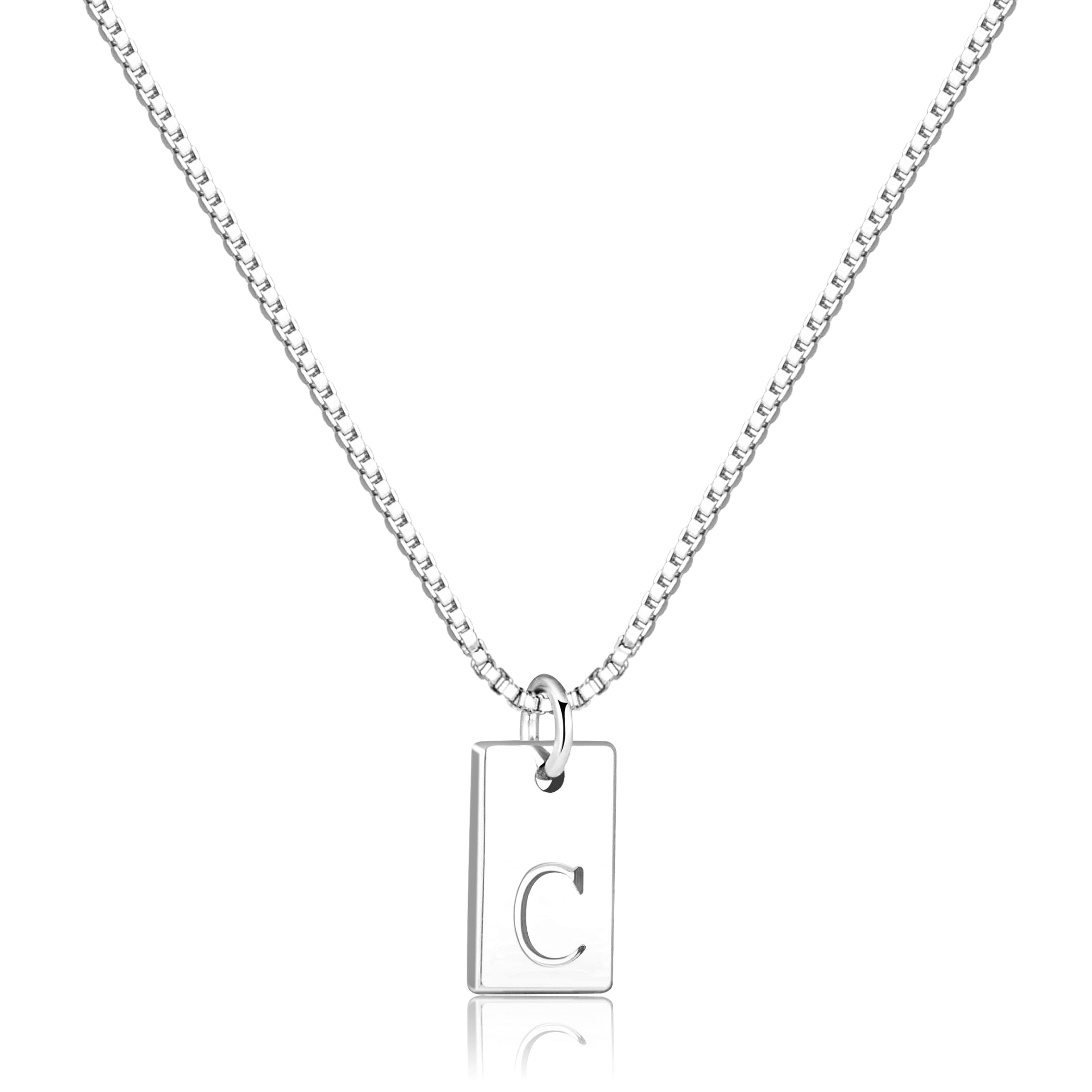 Poxtex Dainty Initial Necklace for Women – 14K Gold Silver Plated Letter Pendant, Trendy Waterproof Non-Tarnish Personalized Name Tag Charm Necklace,