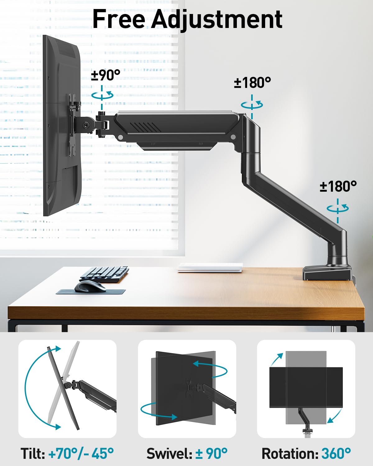 32 Inch Oled Monitor Single Monitor Arm With RGB Lights – Height ...