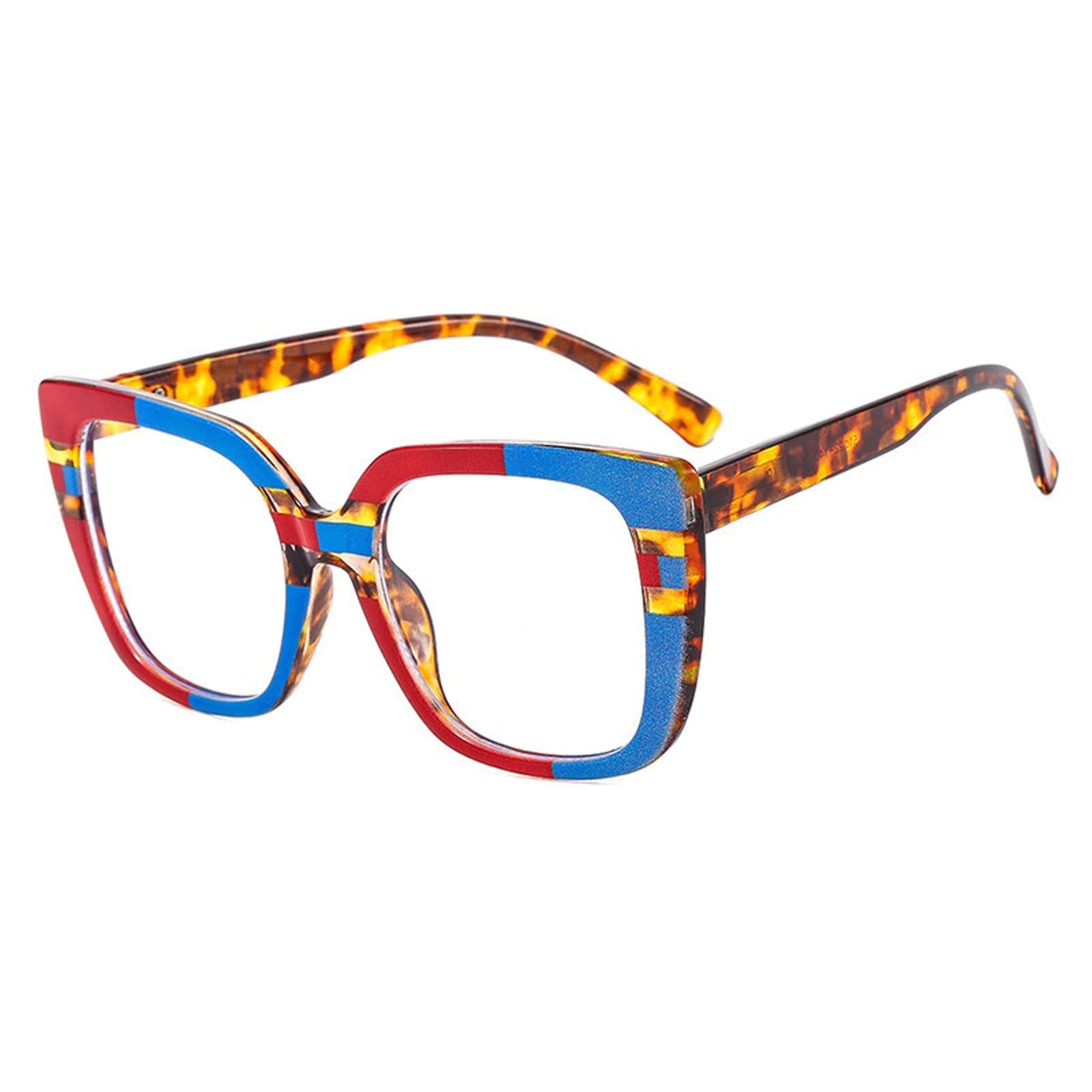 KLJUddGY Unique Eyewear Frames Non Prescription Eyeglasses Full Rim Spectacles for Computer Anti-Blue Light Glasses Reading Glasses(Rot)