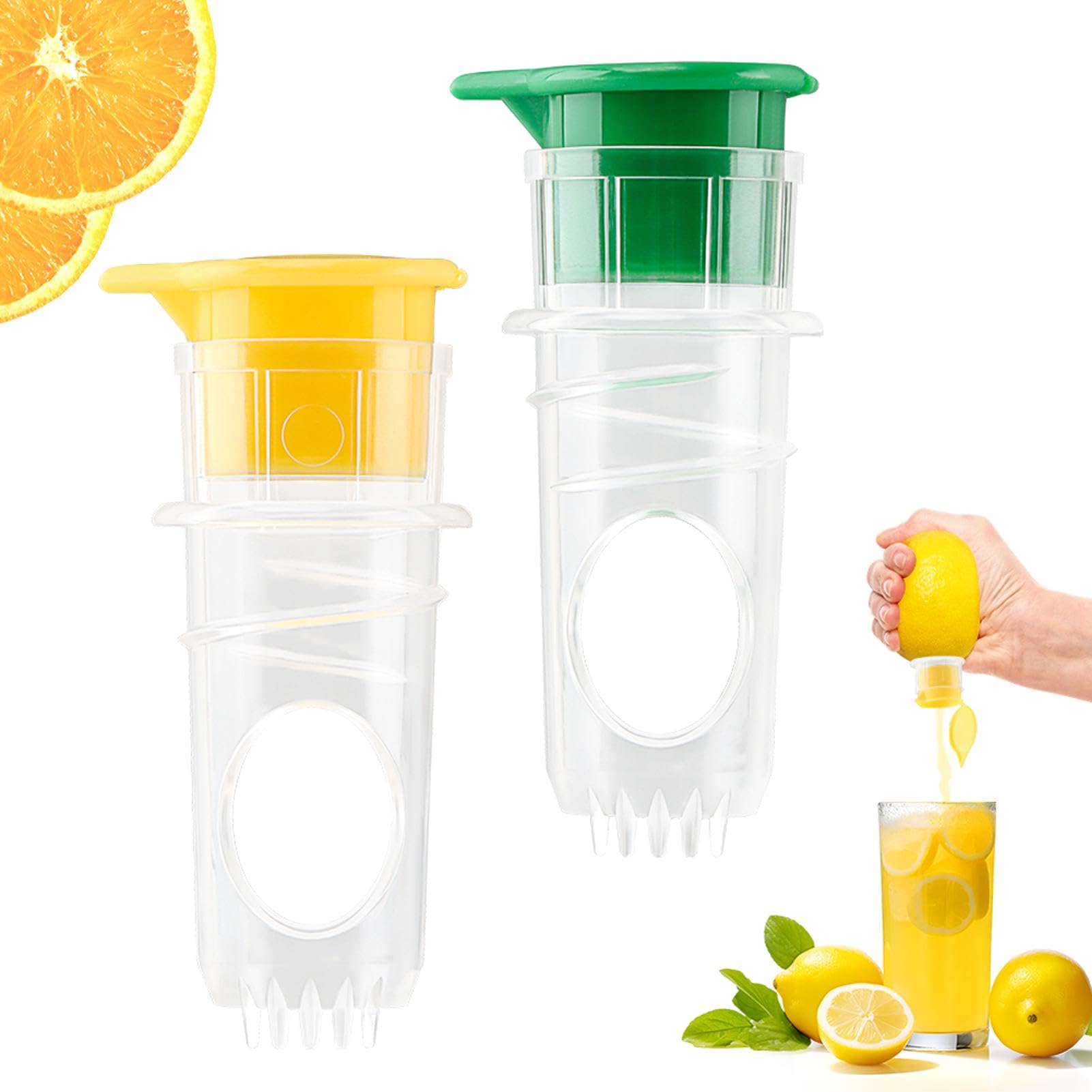 Lemon Squeezer, 2pcs Screw Top Lemon Squeezer, Manual Lemons Juicer with Built-In Filter, Compact Juice Extractor Citrus Press with Lid – Squeeze Lime for Cocktails, Drinks