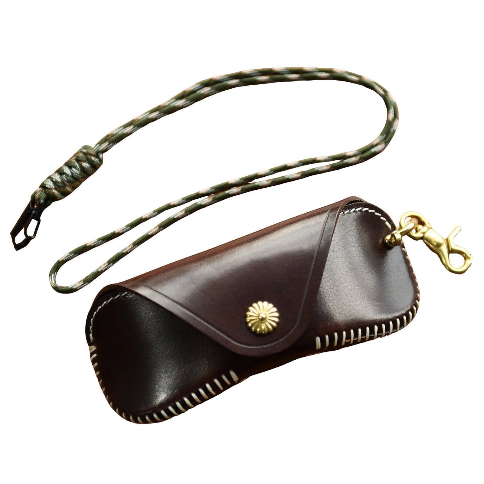 SkóRzane Etui Na Okulary dla MężCzyzn Vintage Skóra Bydlęca Odporne Na Nacisk PrzenośNe Etui Na Okulary PrzeciwsłOneczne Ze Smyczą,Coffee
