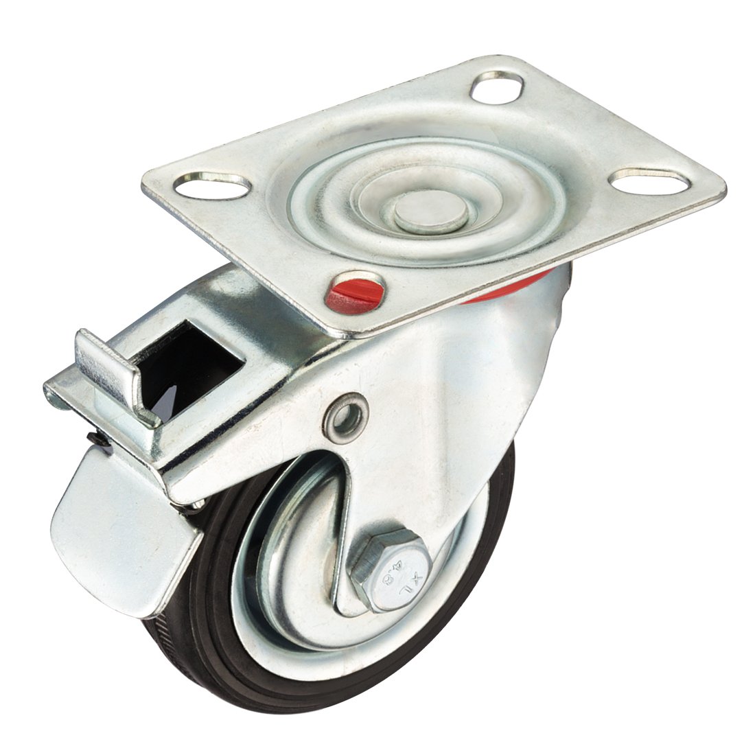 Aexit Ruota pivottante in gomma da 3' da 3 pollici con freno, piastra superiore girevole, capacità di carico 110 libbre ciascuno (edcb8161561bd56122b488058648a535)
