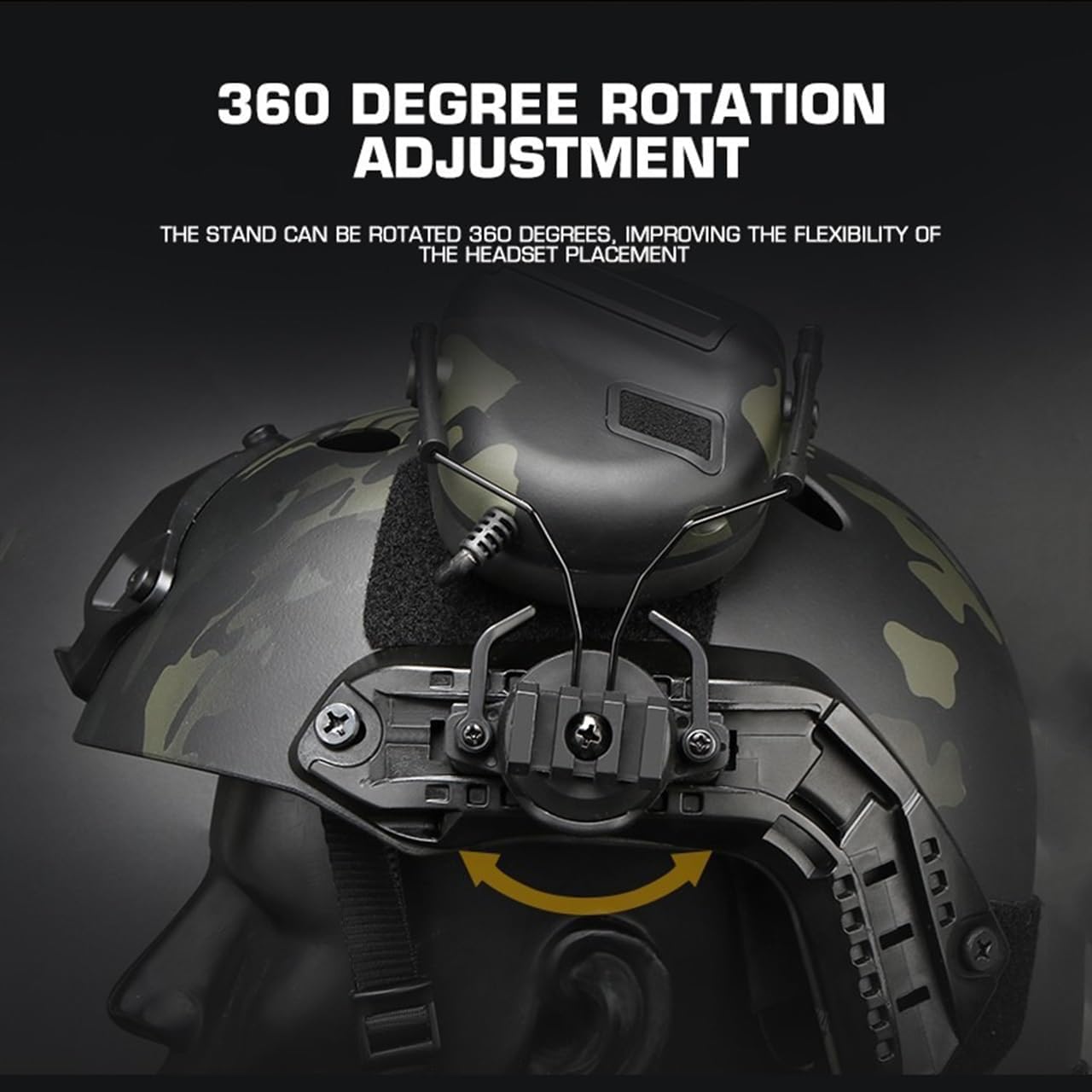 Tactical Fast Helmet Headset/Headphone with 360° Rotation Adjustment for Airsoft CS Outdoor Sport Cosplay