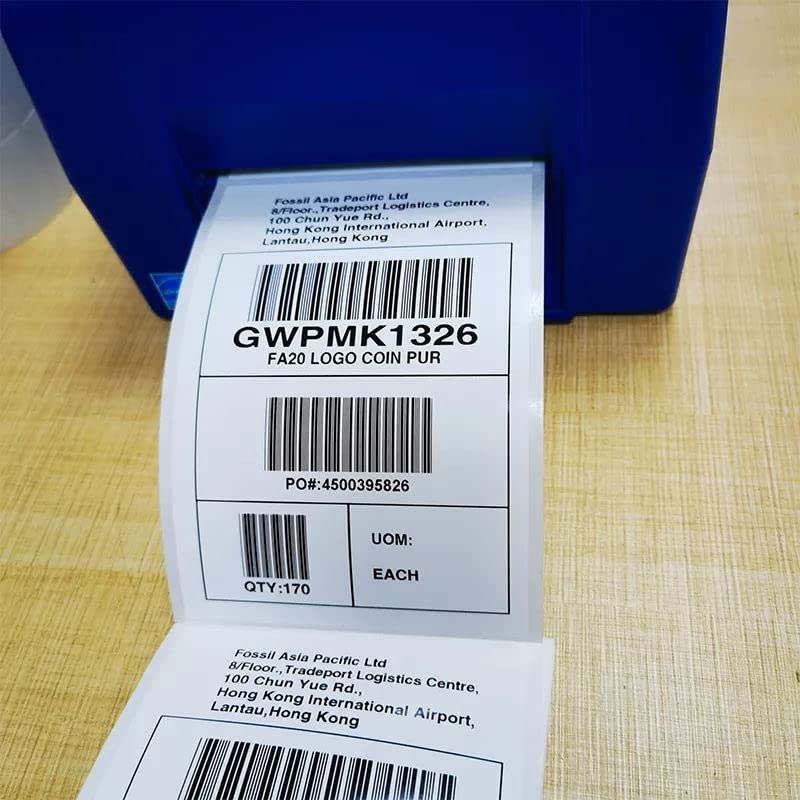 Image of 4 inch x 6 inch Direct Thermal Labels Roll, 450 Labels /Roll, White Perforated Shipping Labels Compatible with Zebra, Elton Printers(8 Rolls)