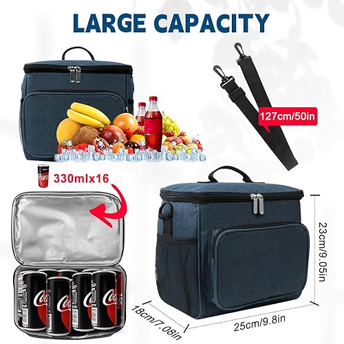 Miniatura 2 de Bolsa de almuerzo, bolsa de almuerzo aislada de 12 litros con correa ajustable para el hombro, lonchera con forro mejorado a prueba de fugas para