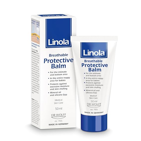 Linola Protective Balm - Breathable Balm to Protect the Skin from Soreness, Excessive Moisture & Chafing - also Suitable for the Intimate Area - Made in Germany - Vegan - 50 ml (1.7 Fl Oz)