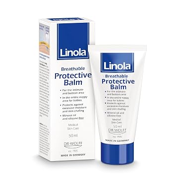 Linola Protective Balm - Breathable Balm to Protect the Skin from Soreness, Excessive Moisture & Chafing - also Suitable for the Intimate Area - Made in Germany - Vegan - 50 ml (1.7 Fl Oz)