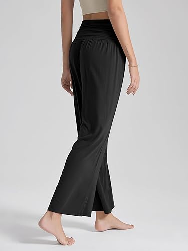 Miniatura 3 de ODODOS - Pantalones palazzo de pierna ancha para mujer, pantalones informales ligeros, holgados y cómodos con bolsillos, pantalones de pijama o para