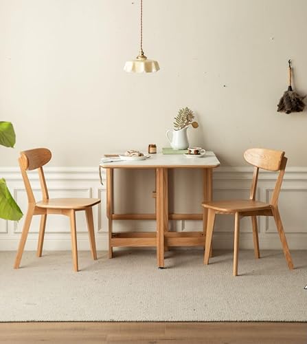 Miniatura 7 de Juego de 2 sillas de comedor 100% madera de roble macizo, modernas de mediados de siglo con respaldo ancho redondeado, sillas para comedor, sillas