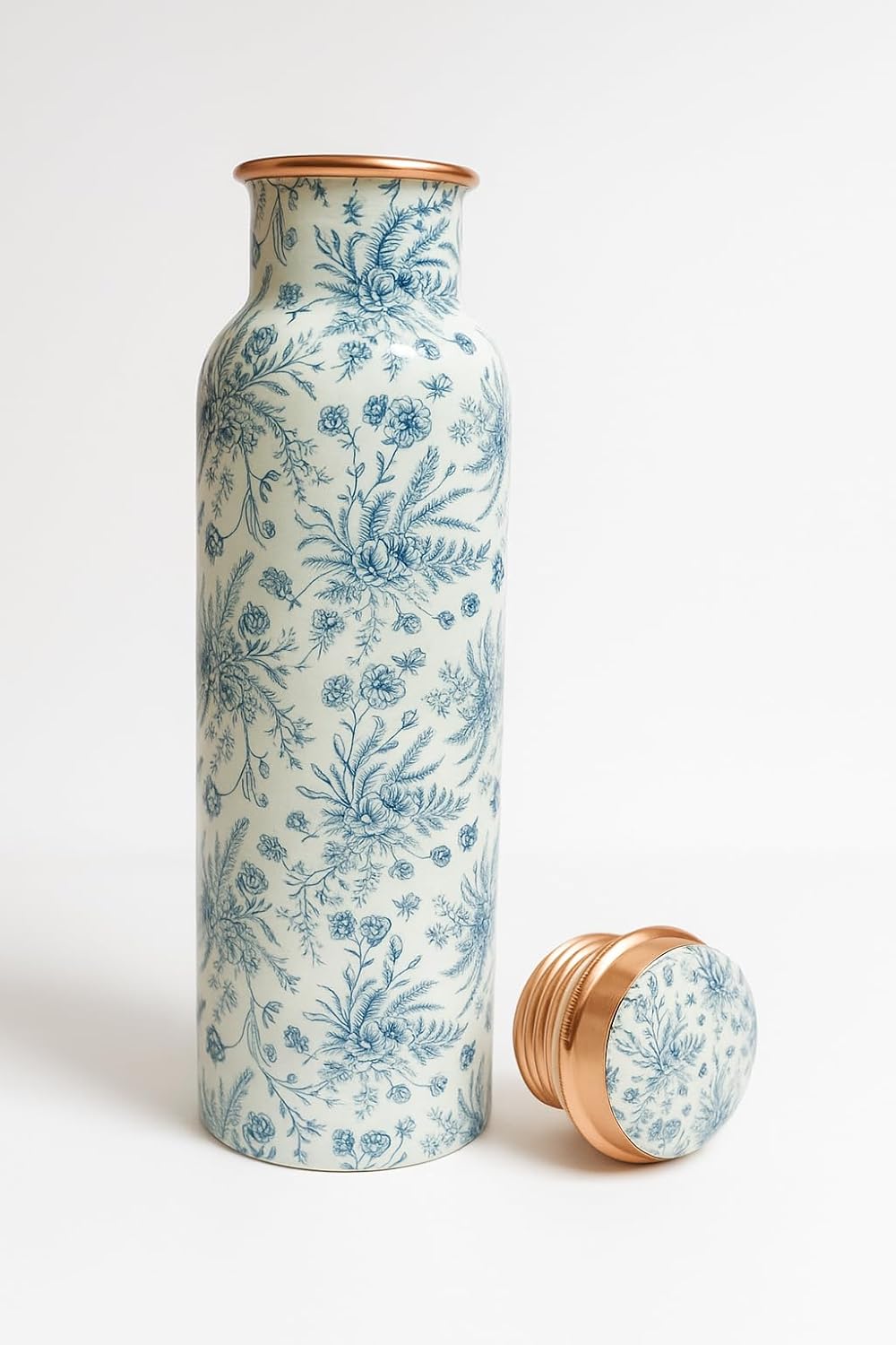Pure Copper Water Bottle 34 Oz/1 Liter Natural Handmade Leak Proof Vessel For Drinking With Ayurvedic Health Benefits For Sports Fitness Yoga, Gym (NAVY BLUE)