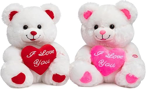 Miniatura 4 de HollyHOME Oso de peluche con corazón rosa que dice te amo y rubores, juguetes de peluche LED para novia y niños, día de San Valentín, 13 pulgadas,