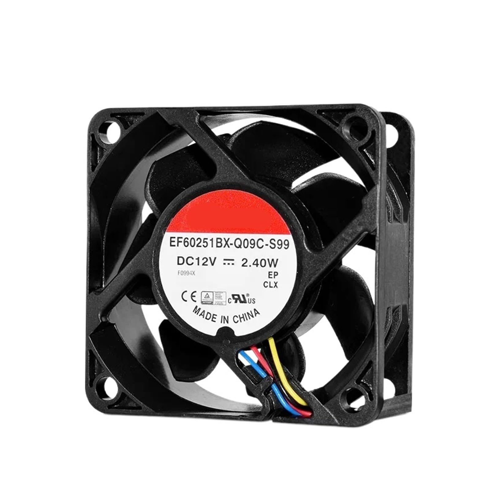 EF60251BX-Q09C-A99 S99 12 V 60 mm wentylator chłodzący z podwójnym łożyskiem kulkowym 6000 obr./min 2.40 W(EF60251BX-Q09C-S99)