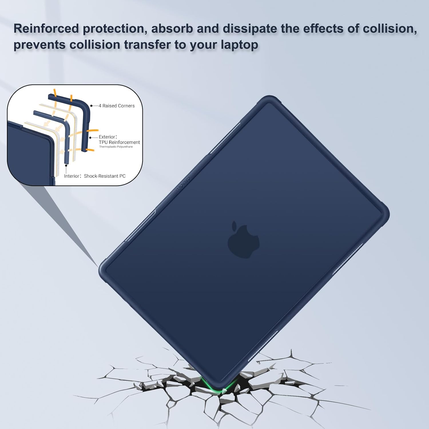 MOSISO Shock-Absorbing Hard Shell with Kickstand Compatible with MacBook Air 13 inch Case 2026-2022 M5 A3449 M4 A3240 M3 A3113 M2 A2681, 4 in 1 Kit Anti-Crack Cover for MacBook Air 13.6, Midnight Blue