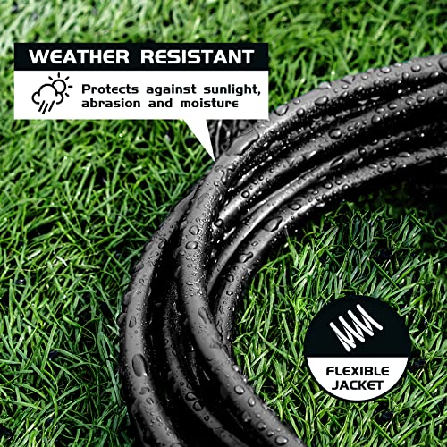 Honderson 10Ft Outdoor Extension Cord-16/3 Sjtw Durable Black Extension Cable With 3 Prong Grounded Plug For Safety #TOP2