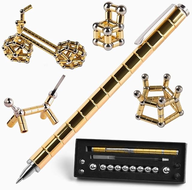 KNIGHT WAREHOUSE Fidget Pen Magnetic pen multifunction decompression Ballpoint Pen 3 x Refills Fidget toys Anxiety Relief Educational Puzzle Craft Drawing Art Pen