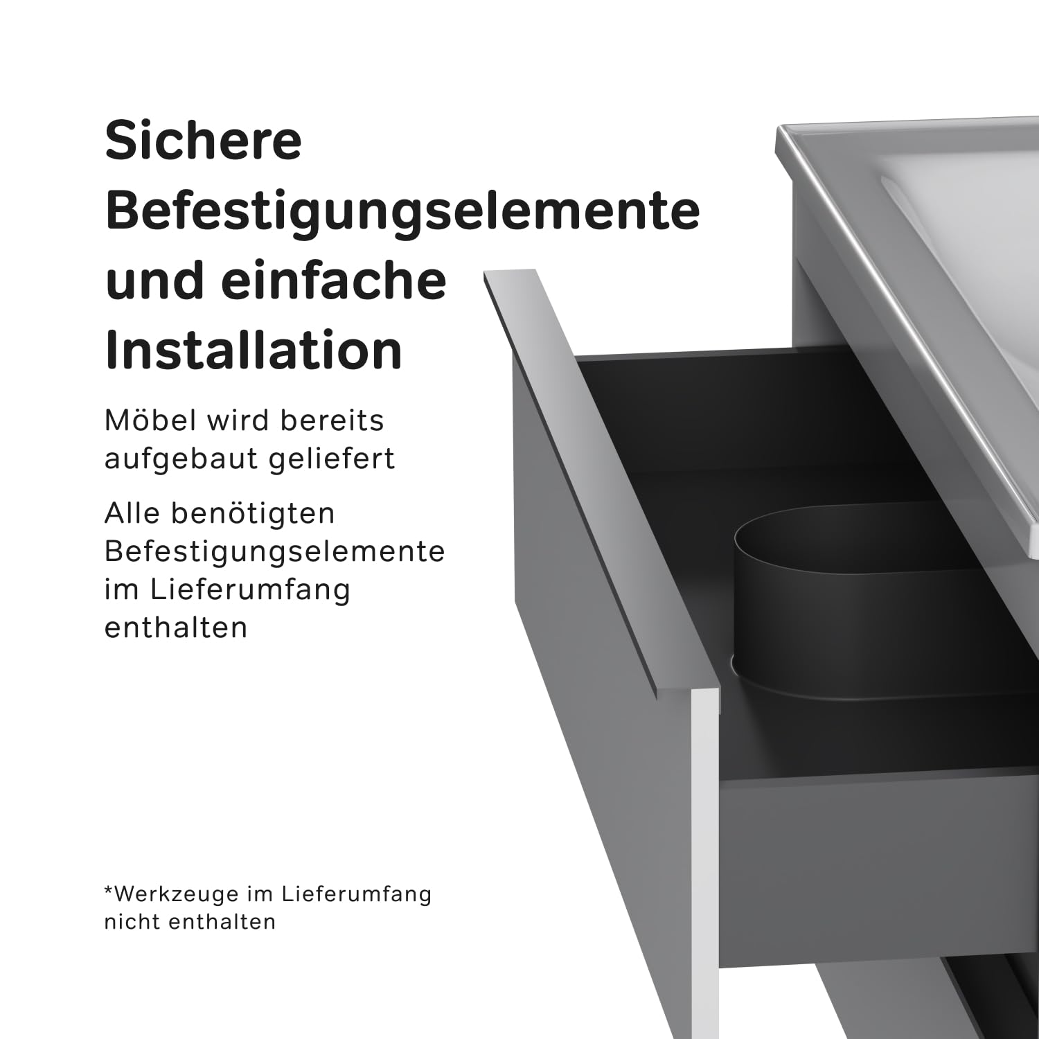 AM.PM HIT - Waschbeckenunterschrank Hängend mit Waschbecken, Badmöbel Set für Badezimmer & Gäste-WC, Waschtischunterschrank mit 2 Schubladen, Weiß glänzend (100/58 cm)
