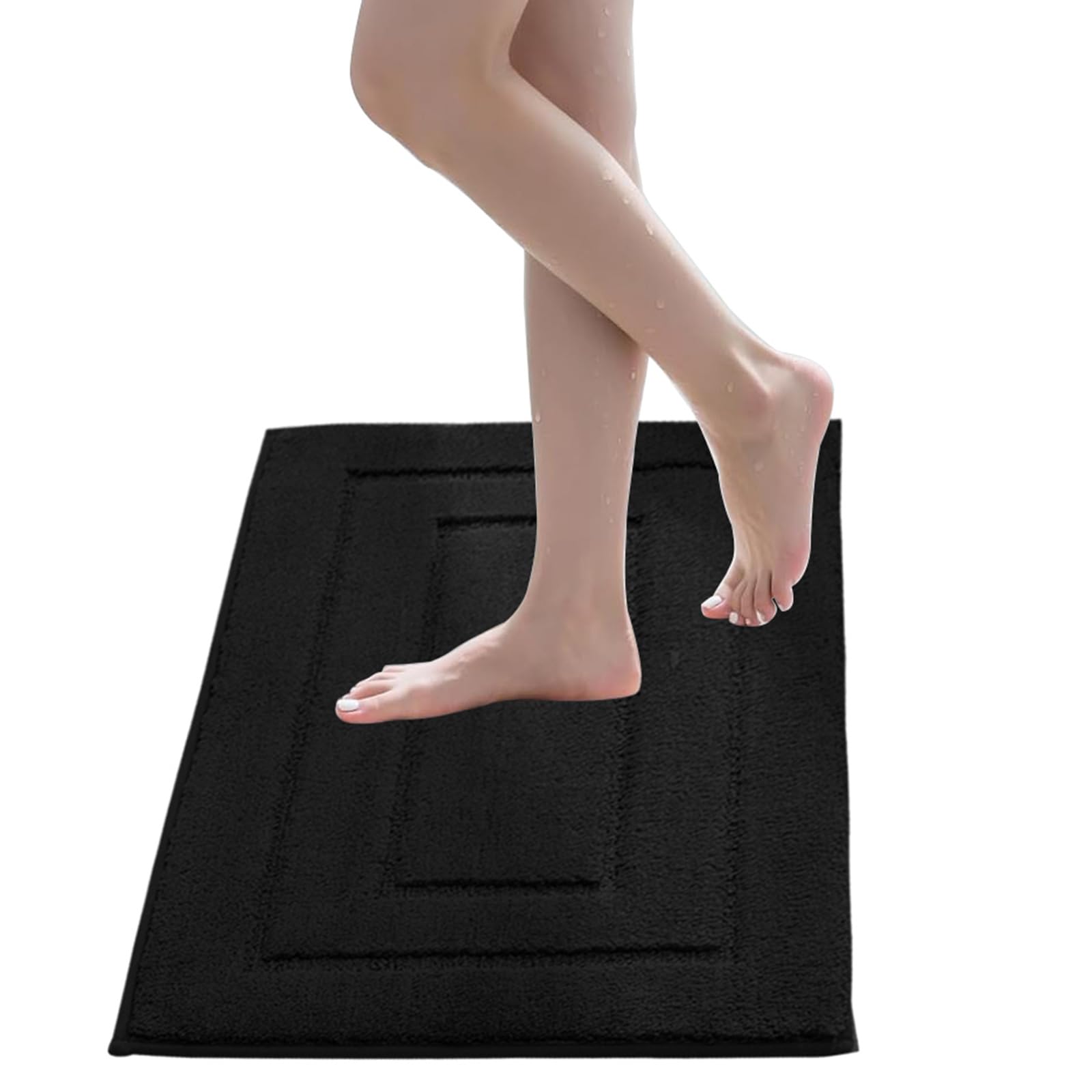 Tapis de bain ultra doux noir pour sortie de douche et baignoire
