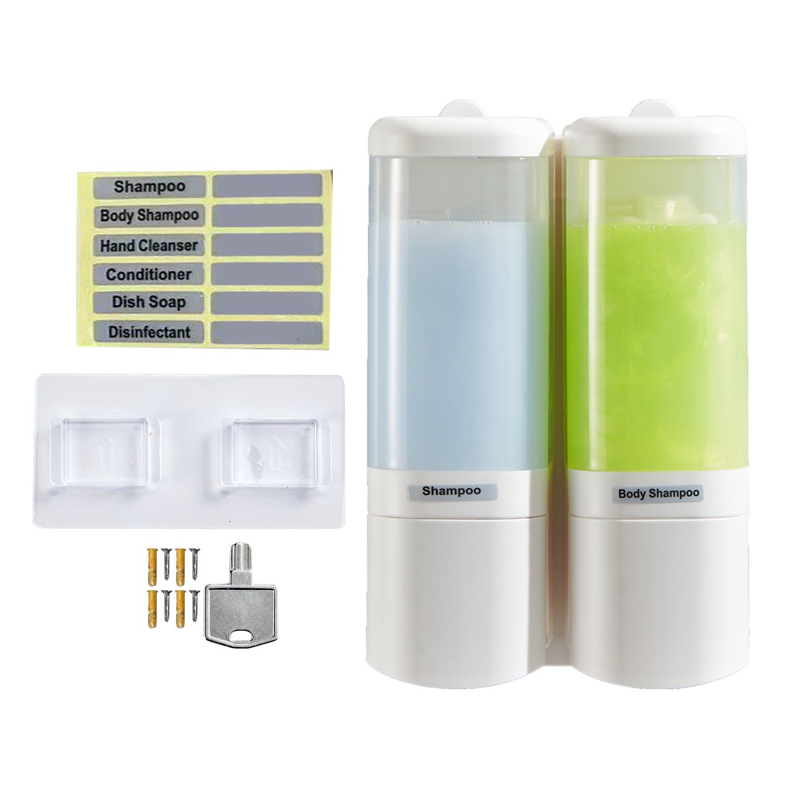 Dispenser di Sapone Liquido Elegante Design a Parete a Prova di Perdite a 2 Camere da 480 Ml per Bagno e (Bianca)