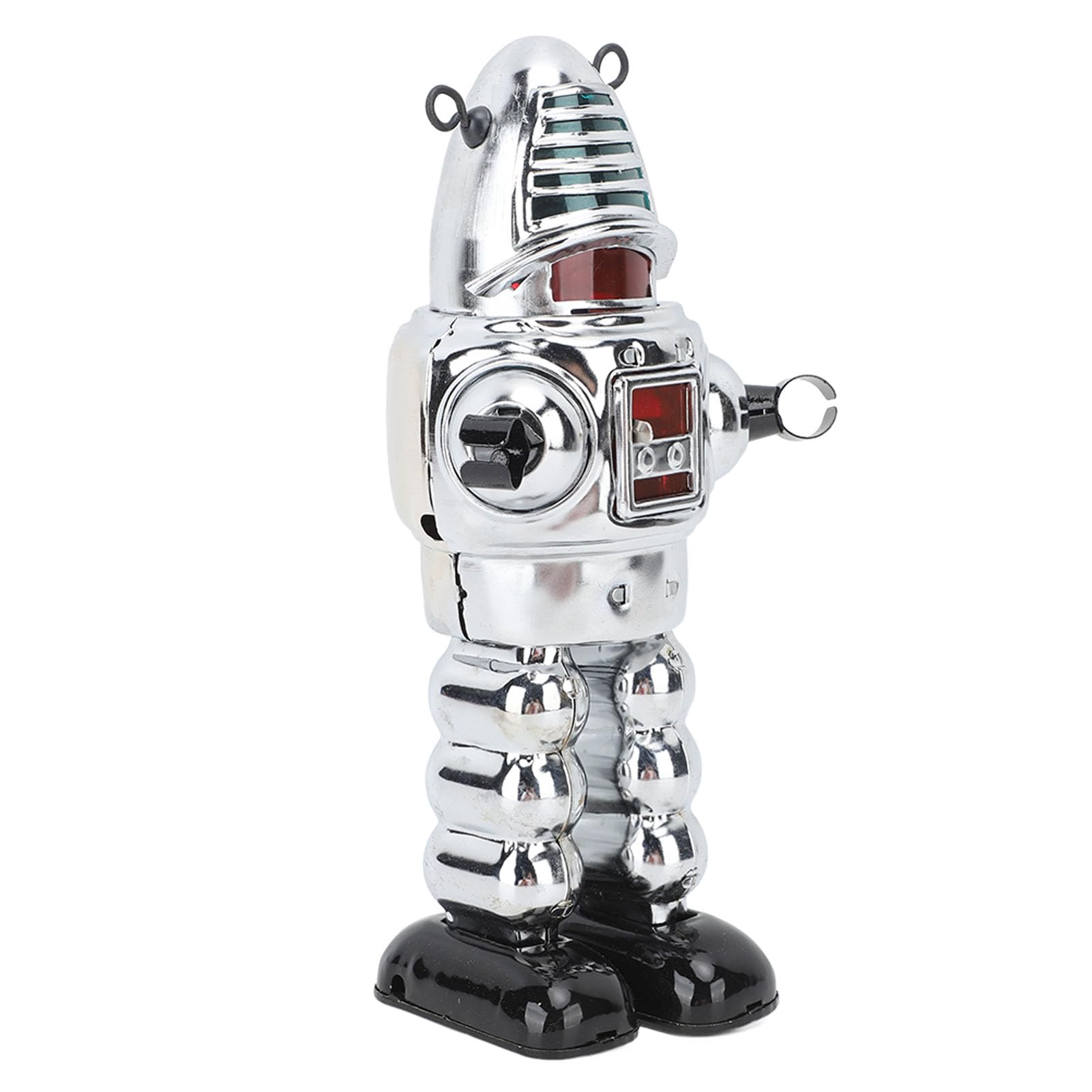 Alomejor Giocattolo Robot a Orologeria, Statuetta Ambulante di Robot da Scherma in Metallo con Pietre Lampeggianti e Scintille, per Regalo di Compleanno di Natale di Halloween da (Silver)