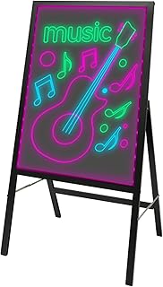 LED-Anzeigetafel mit Standfuß für Menü, LED-Werbeschild, 50 x 70 cm, wiederbeschreibbar, mit 8 Markern, beleuchtetes Display für Café, Shop, Design aus Hartglas, Fernbedienung