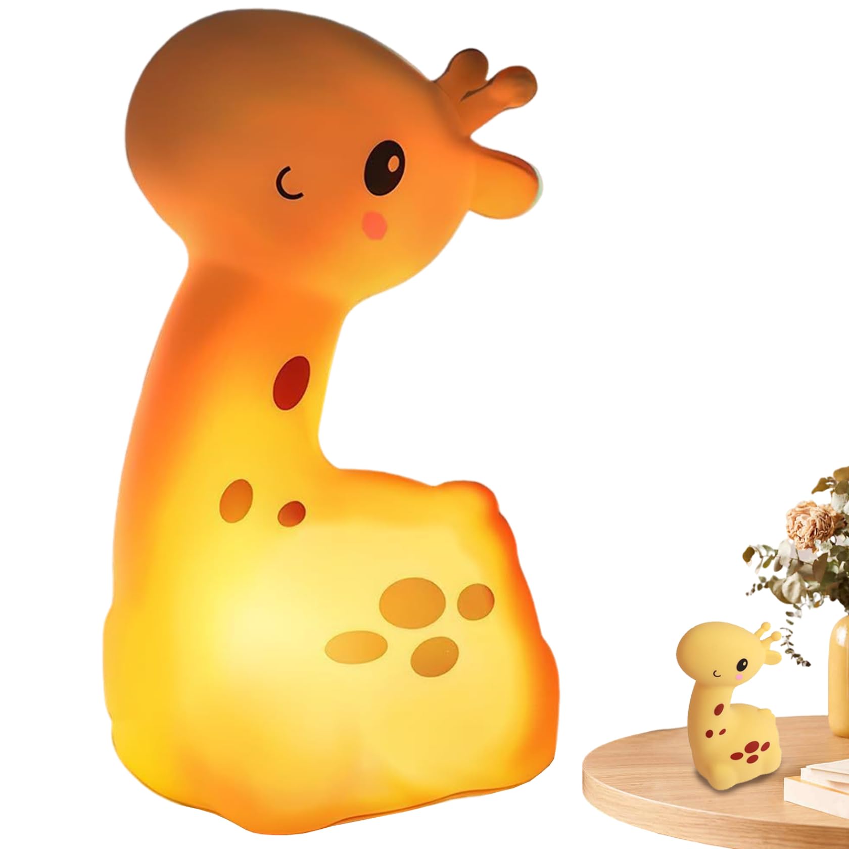 Giraffe Night Light 4x8x3.5in LED Pat Lamp USB Rechargeable Cute Kids Night Light with 3 Lighting Modes Silicone Nursery Lamp for Bedroom, Crib
