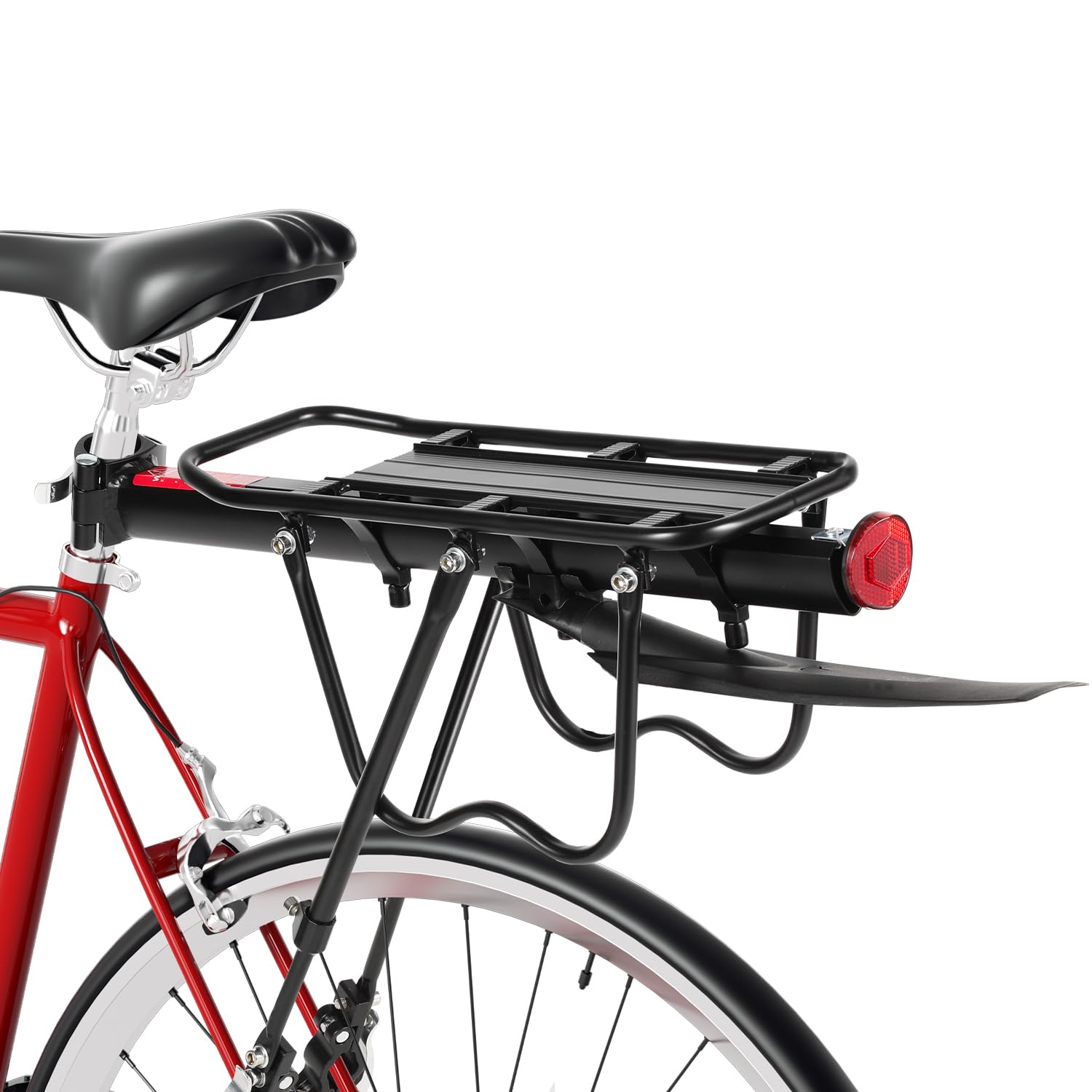 Gimisgu Portapacchi per mountain bike, in alluminio, nero, capacità di carico 50 kg, 24-29 pollici, montaggio sul sedile posteriore