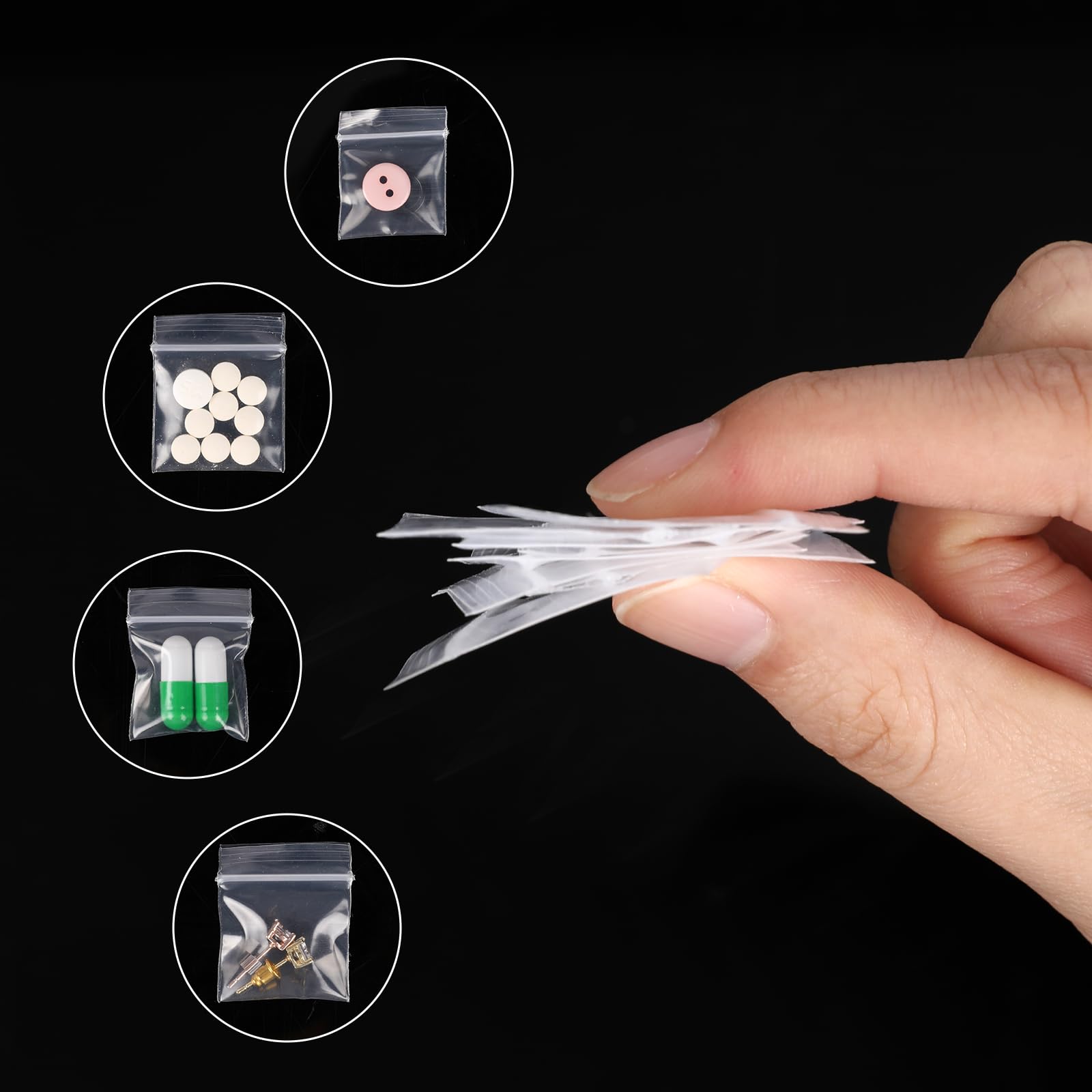 200 sztuk mini woreczków z zamknięciem strunowym Zip Beutel 3,5 cm x 5 cm plastikowe torebki z suwakiem, z możliwością ponownego zamknięcia, szybkie zamknięcie z polietylenu