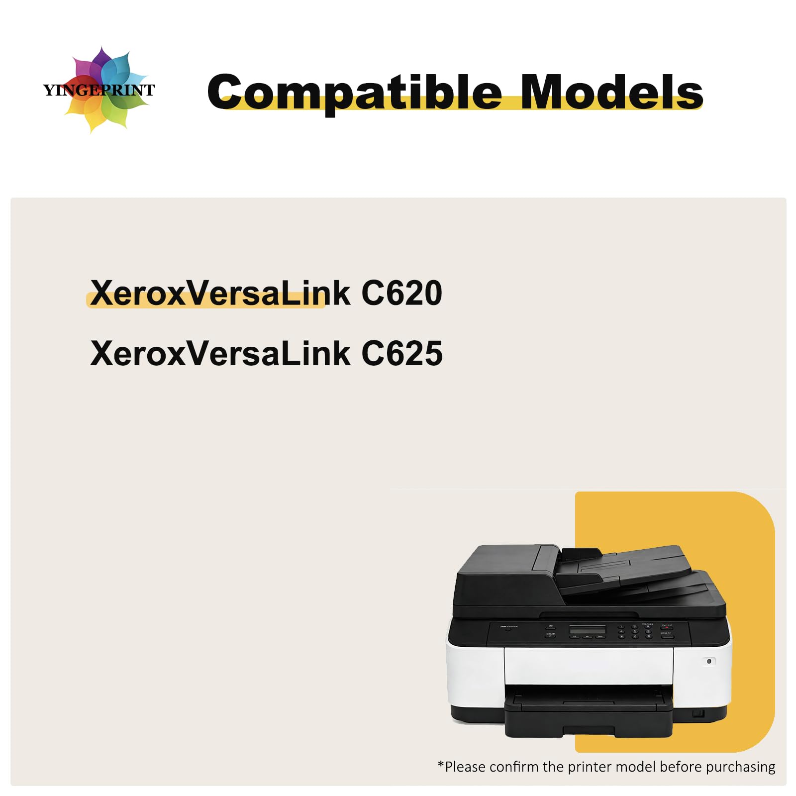 C620 Zestaw 4 wkładów z tonerem kompatybilny z 4 kolorami standardowa pojemność Nr ref. 006R04616 006R04617 006R04618 006R04619 pasuje do drukarki Xerox VersaLink C620 C625 wersja europejska EEA
