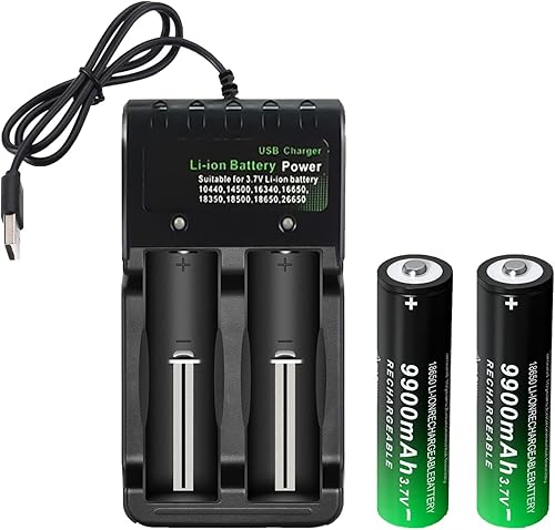 Botón de batería recargable de 2 piezas con cargador de batería USB de 2 bahías 3.7V para altavoz, cámara, radios