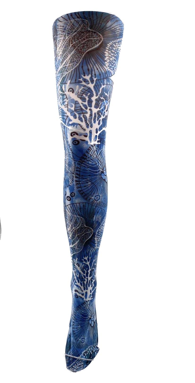 Women's Blue / Multi Patterned Printed Pattern Tights Fashion Tights