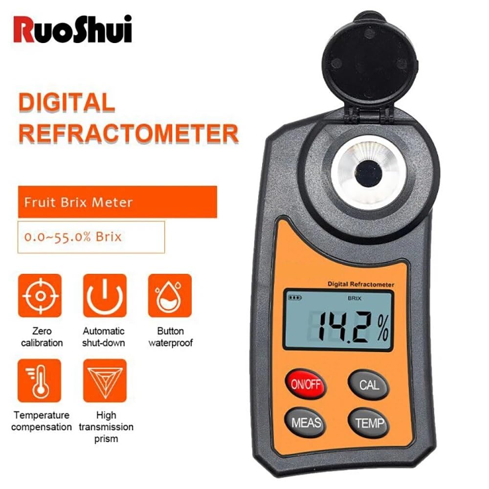Refraktometr Cyfrowy refraktometr Zakres 0,0-55% Tester Areometr Miód Winogrono Wino Owoce Piwo Leki Stężenie cukru(2GHS Refractometer)