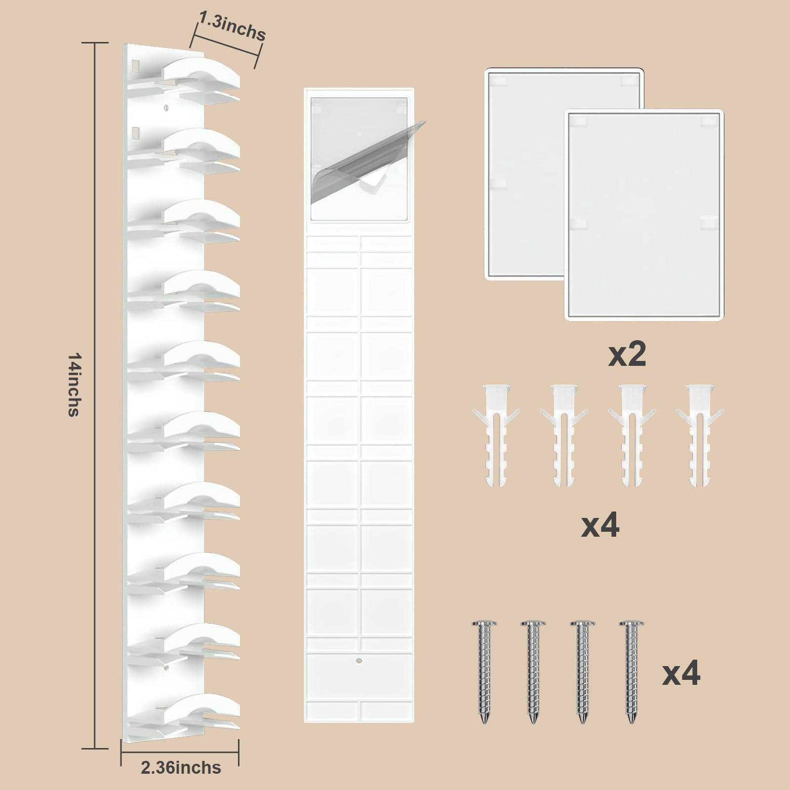 Porta Cappelli Bianco 2 Pezzi | Appendiabiti da Parete per Cappelli con Adesivo Forte & Fori per Viti, Fino a 20 Cappelli per Armadio Porta Camera