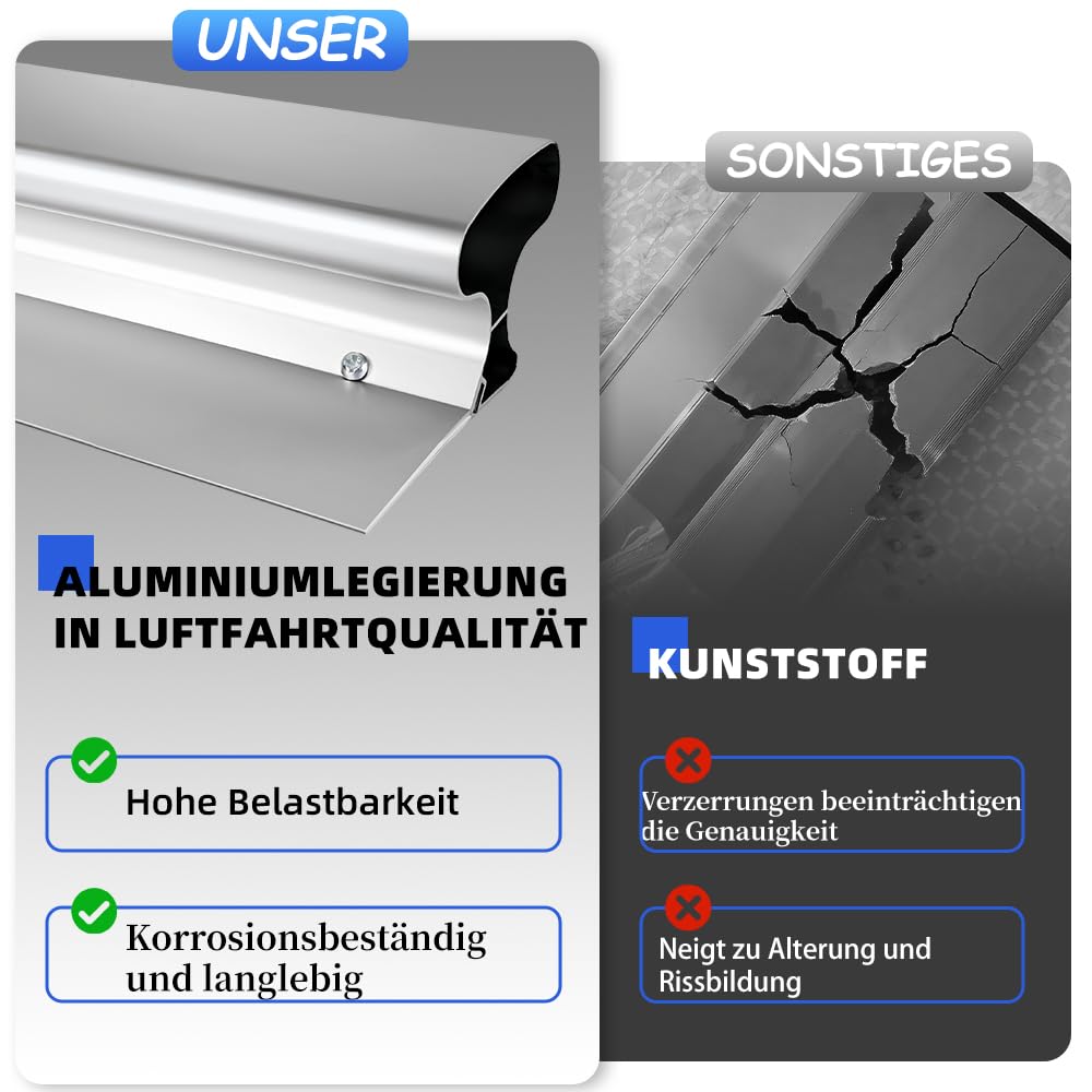 VKE Flächenspachtel,Spachtel Set 30/50/80 cm mit Austauschbaren Klingen | Griff aus Aluminiumlegierung mit 2,1 m Teleskopstange, Koffer und Walzenbürste zum Verputzen von Wänden und Decken