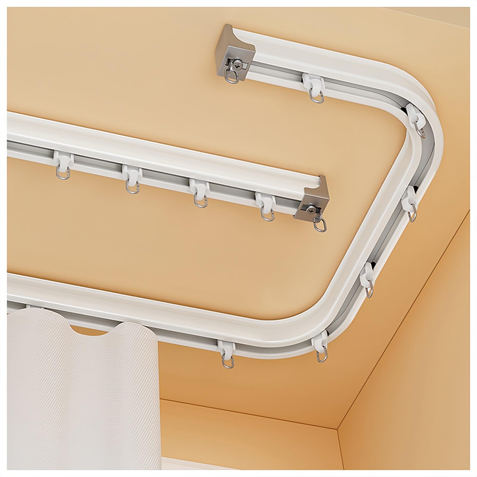 Aluminium Flexible Ceiling Curtain Track 27-236in | Bendable Curtain Rail For Bay Windows & Shower | Ceiling Track For Curtains, Room Divider(10.8FT/330CM)