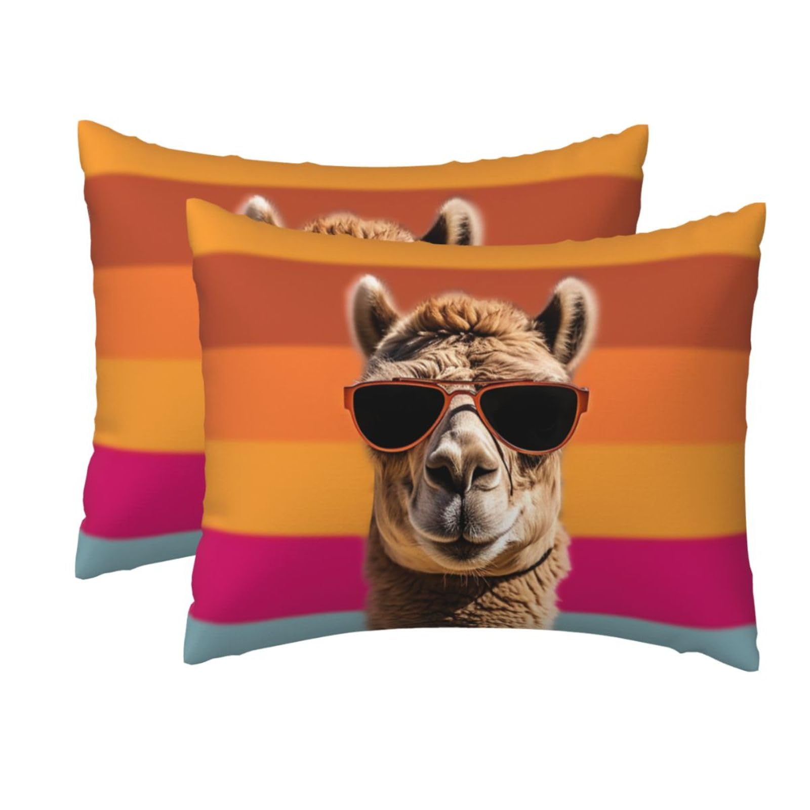 2 Pack Standard Size Pillow Cases for Hair and Skin Soft Breathable Pillow Case Covers with Hidden Zipper Camel Wearing Sunglasses Pillowcase 20x26 Inches Pillow Cover for Sleeping Gift