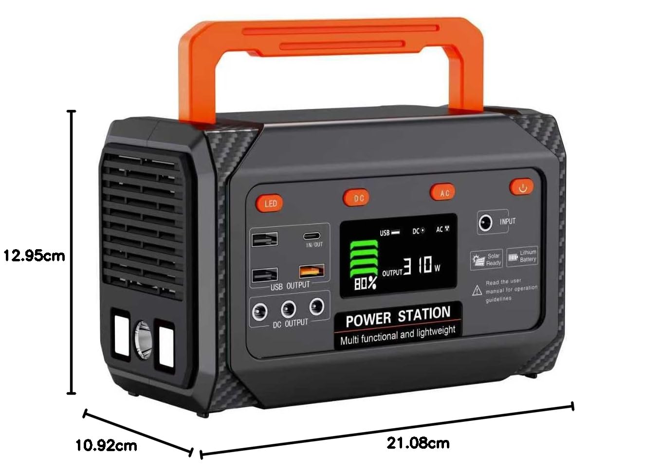 Stazione di alimentazione portatile da 300 W, batteria al litio da 270 W, generatore solare con 2 uscite CA, USB-C PD da 45 W, batteria a ricarica rapida per uso domestico, campeggio