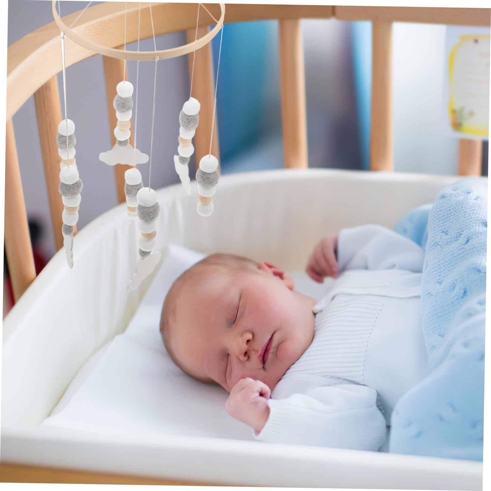 BESTonZON Unique Bed Bell Decor Felt Balls Hanging Decorations for Girls' Nursery