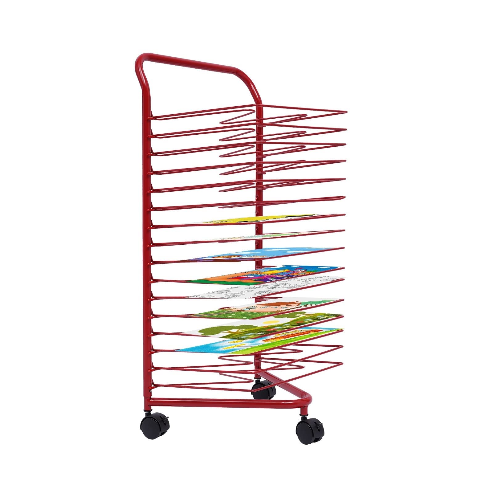 Aioneer Art Drying Rack, 16-layer Shelf Universal Wheel Paint Drying Rack, Watercolor Storage Rack Oil Painting Board Layer Rack With Pulley For Studio