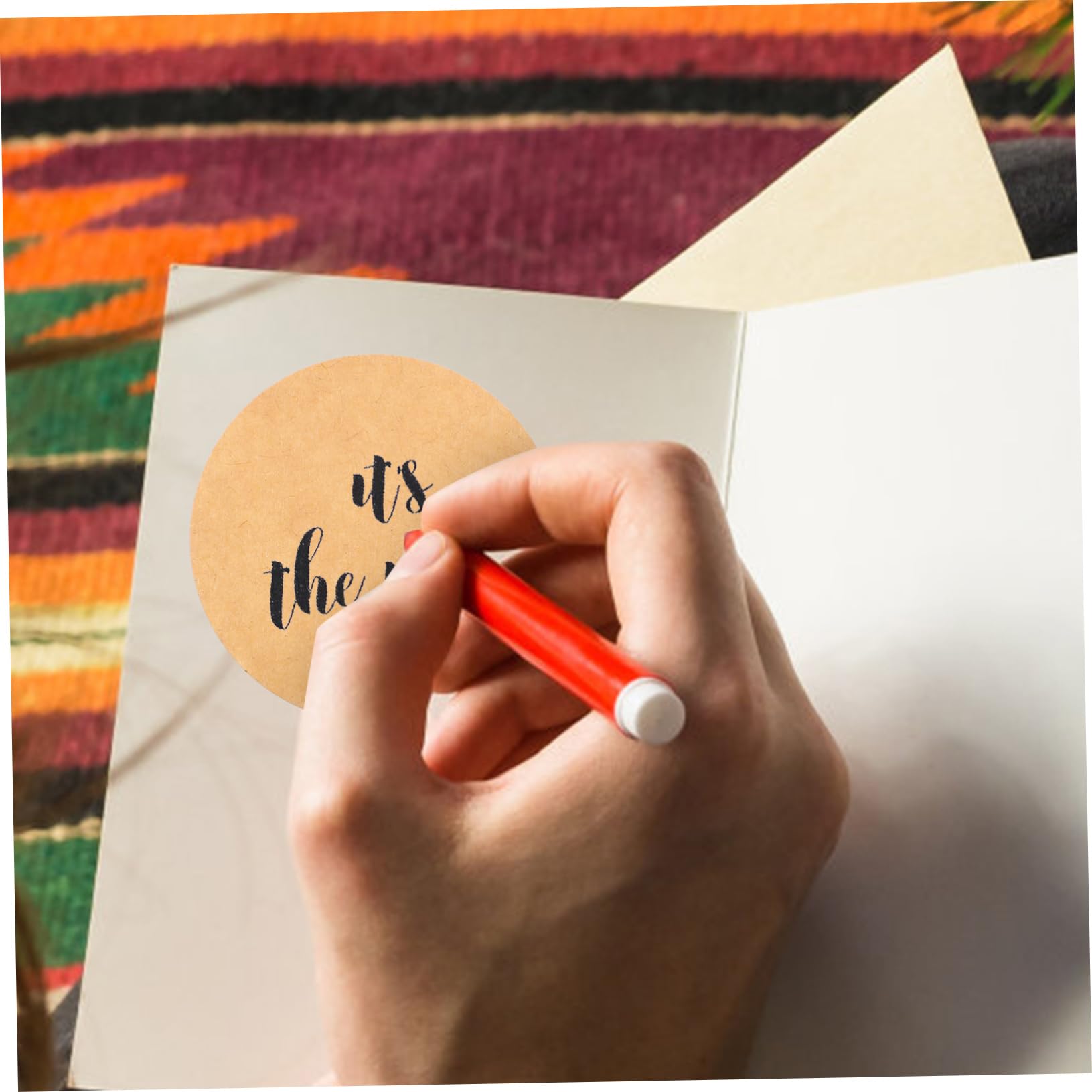 jojofuny 5 Adesivo rotondo kraft piccolo adesivi etichetta appiccicoso simpatiche etichette adesive etichette adesive vuote su cui scrivere carta kraft