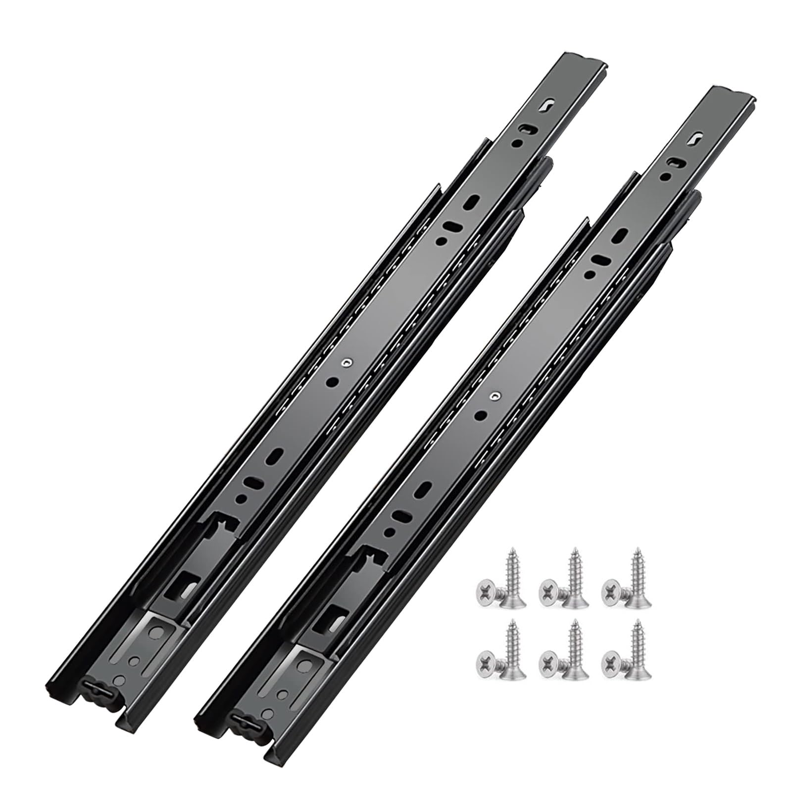Metalowa szyna ślizgowa do szuflad, 1 para prowadnic do szuflad, prowadnice do szuflad w szafkach - boczne mocowanie, wytrzymałe prowadnice metalowe, obsługa 45 kg, pełne wysuwane szyny na łożyskach k